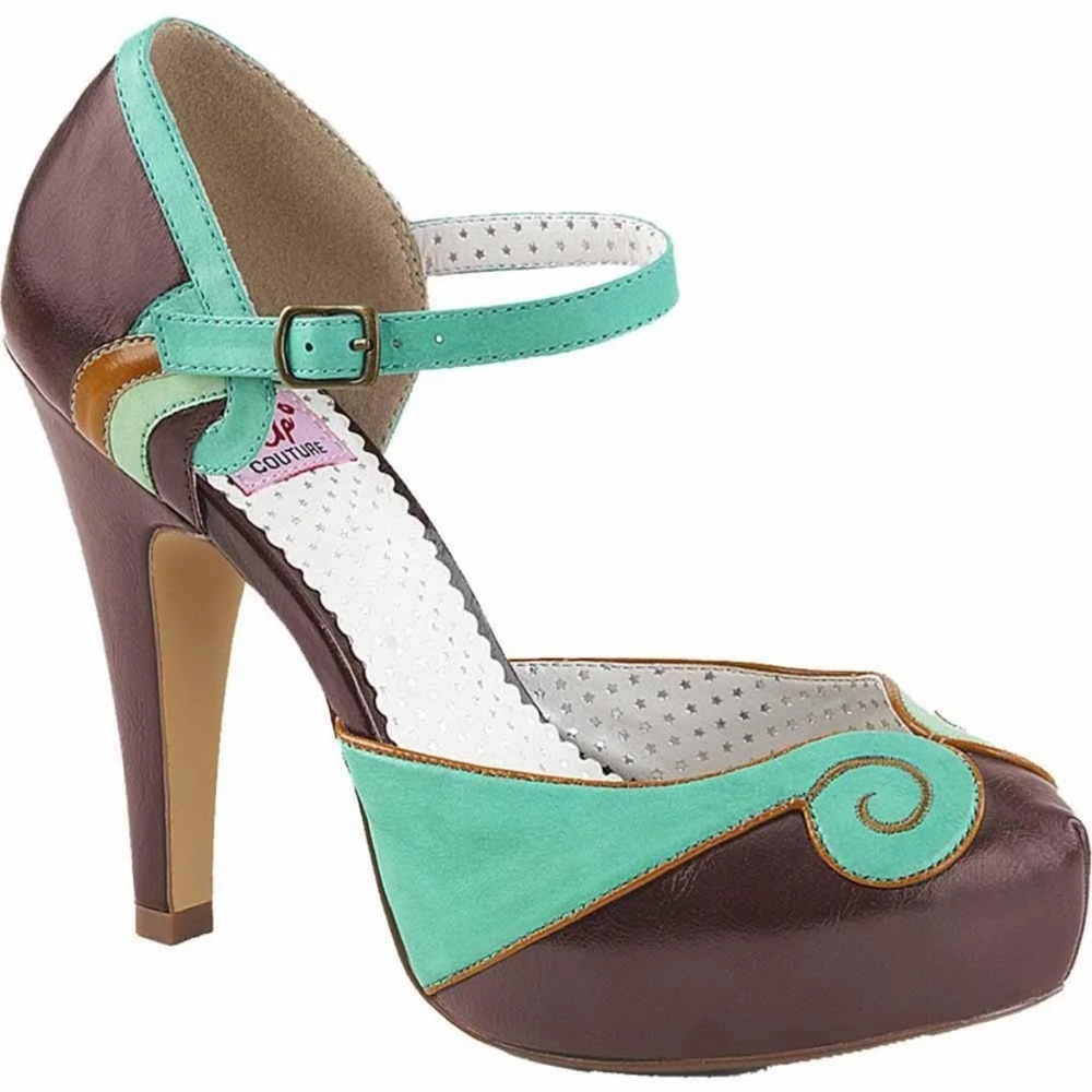 Teal/brown Bettie Pin Up Couture size 10 shoe